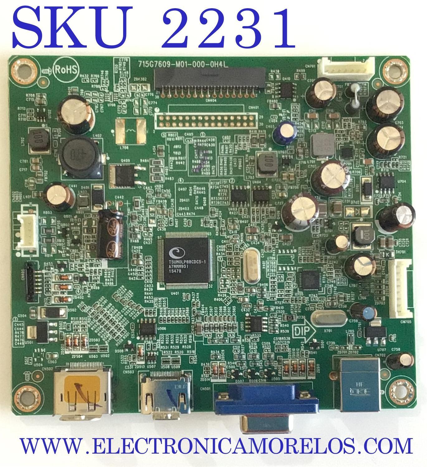 MAIN PARA MONITOR HP LCD / NUMERO DE PARTE QFCB0HP010000Q / 715G7609-M01-000-0H4L / 61EB0040LM1025 / MODELO E222